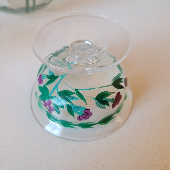 Orrefors Sweden Eva Englund Hand-Painted Crystal Bowl Peace Lilies 3 Piece Set - Picture 4 of 12